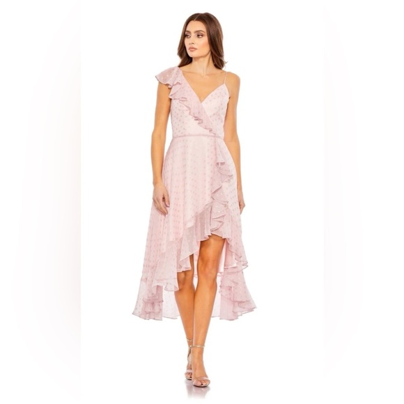 Mac Duggal Dresses & Skirts - Mac Duggal Pink Ruffle High Low Dress Size 16 cocktail Wedding Guest